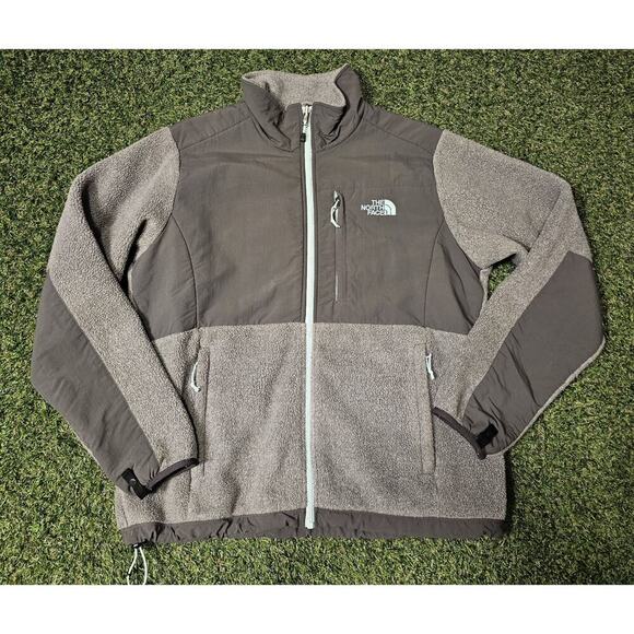 The North Face Women Full Zip Fleece Polartec Jacket L Gray Mint Trim W Pockets - Picture 1 of 8